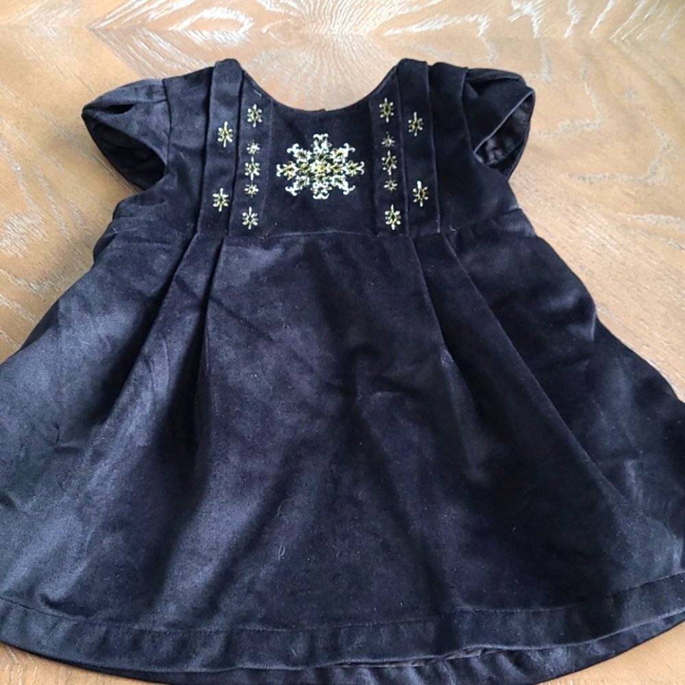 Max Studio Blue Velvet Snowflake Dress - 2T EUC
